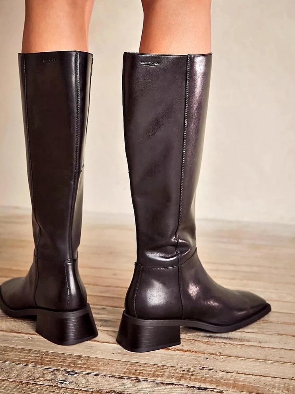Vagabond Blanca Black Leather Knee-High Boots Wide Calf Size 7 / EU 37